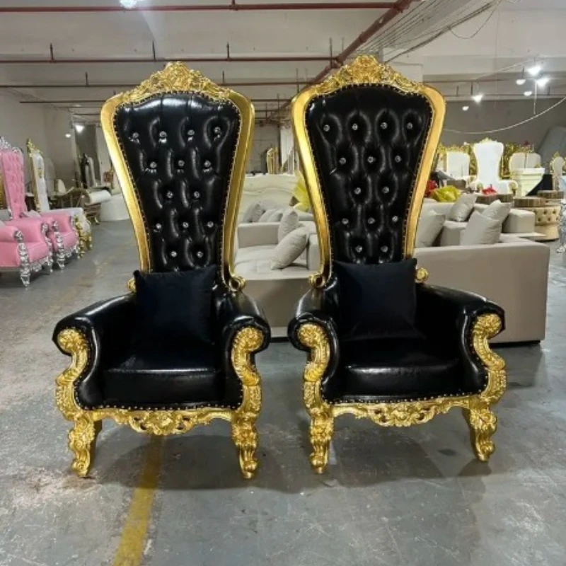 Chaise de trône de luxe d'hôtel en gros, chaise de trône de mariage blanc doré pour événement