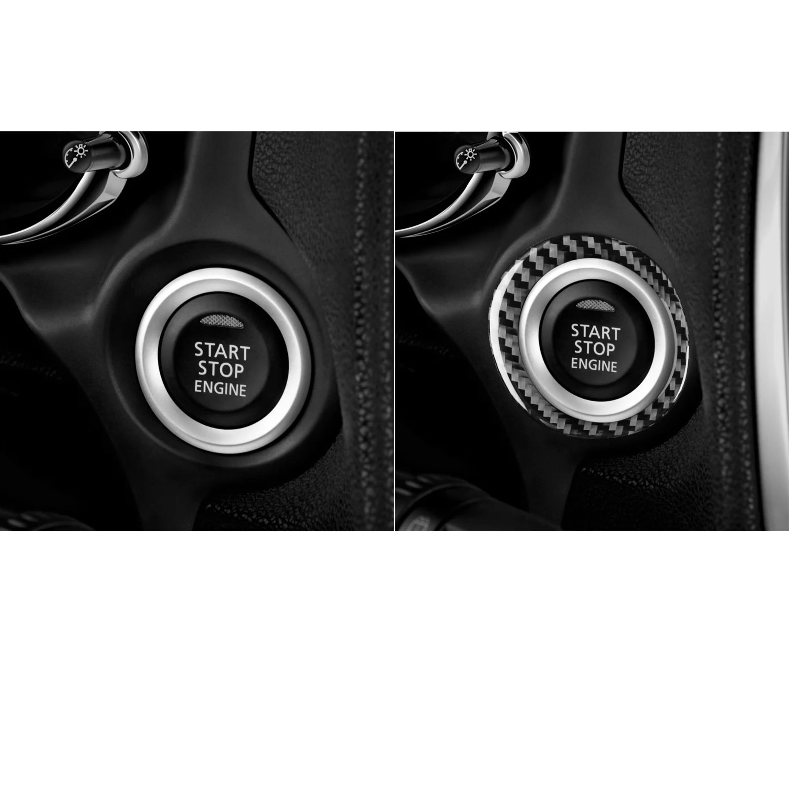 For Mitsubishi Outlander 2014-2016 Carbon Fiber One-touch start key ring panel Car Interior Accessories Decorative Stickers