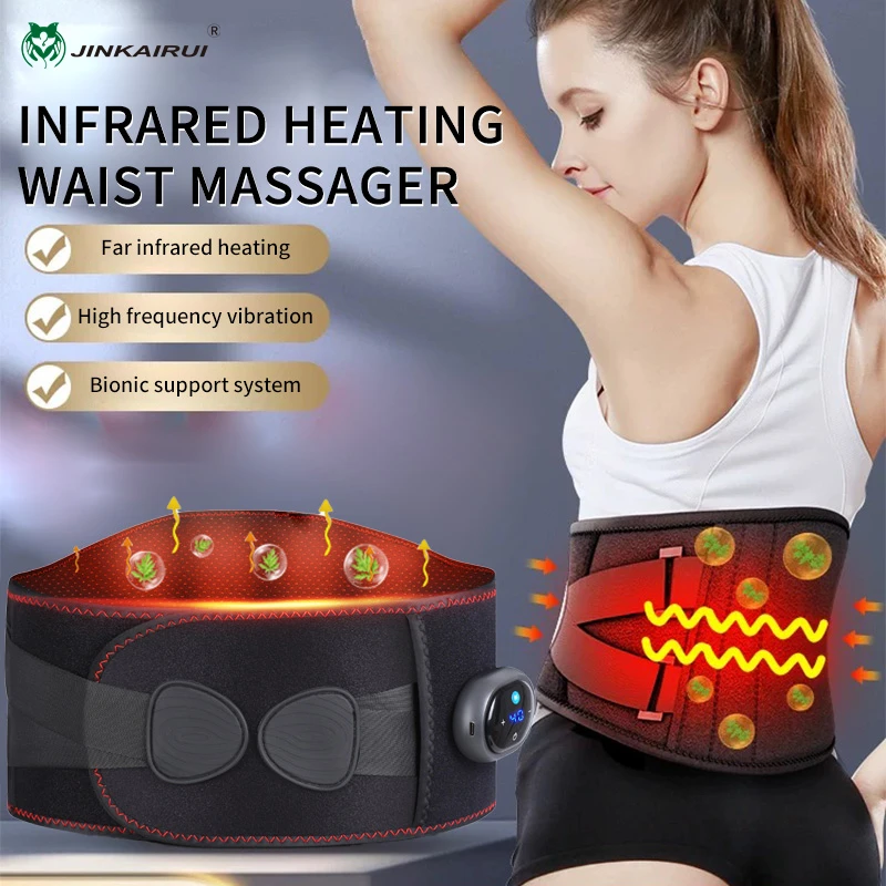 Jinkairui Wireless Lumbar Massager with Heat Vibration Massage Belt Heating Pad Back Belt Abdomen Warmer Lumbar Traction Support