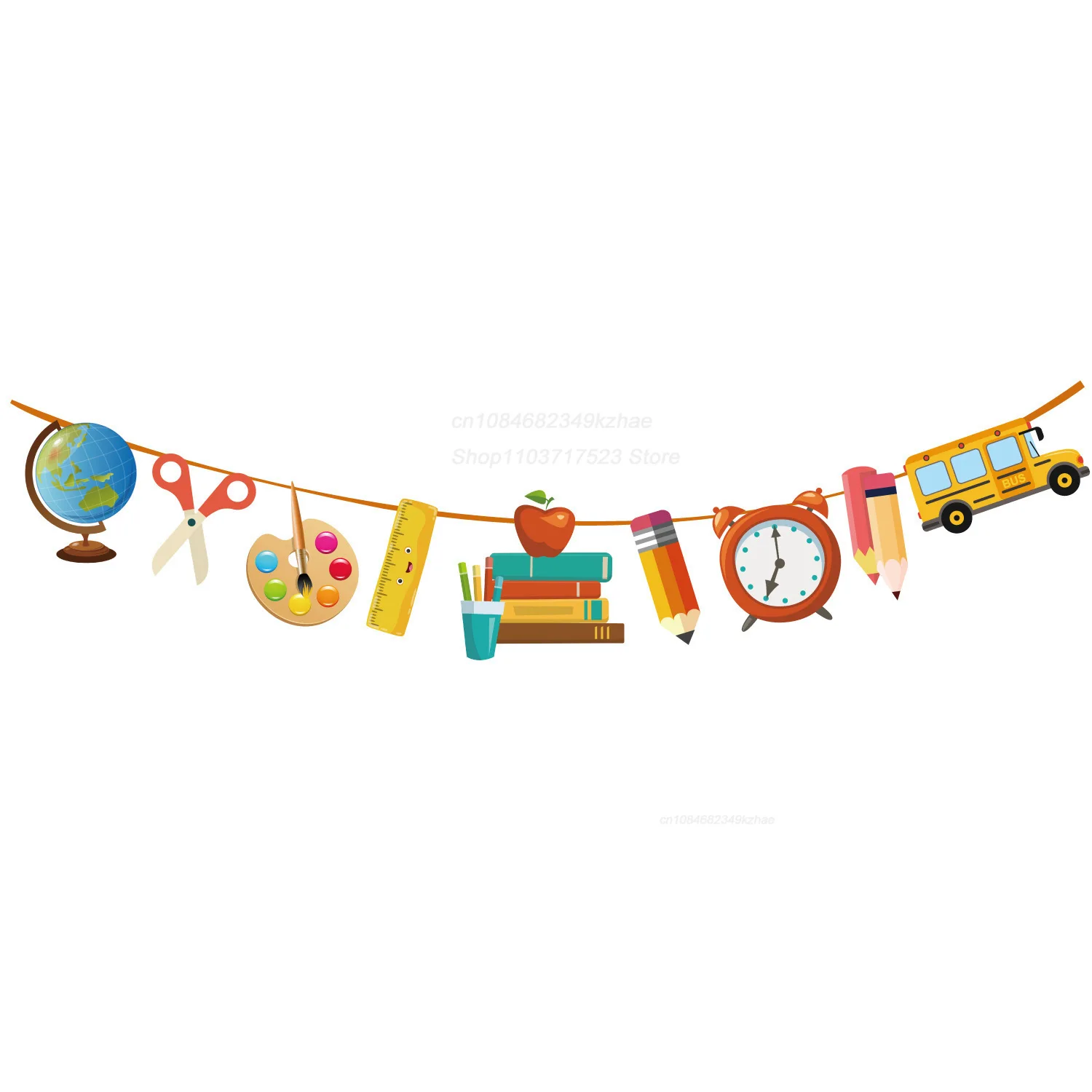 Back To School Season Theme Banner Welcome Back To School Apple Wall Hanging Garland for Classroom Arrangement Decoration