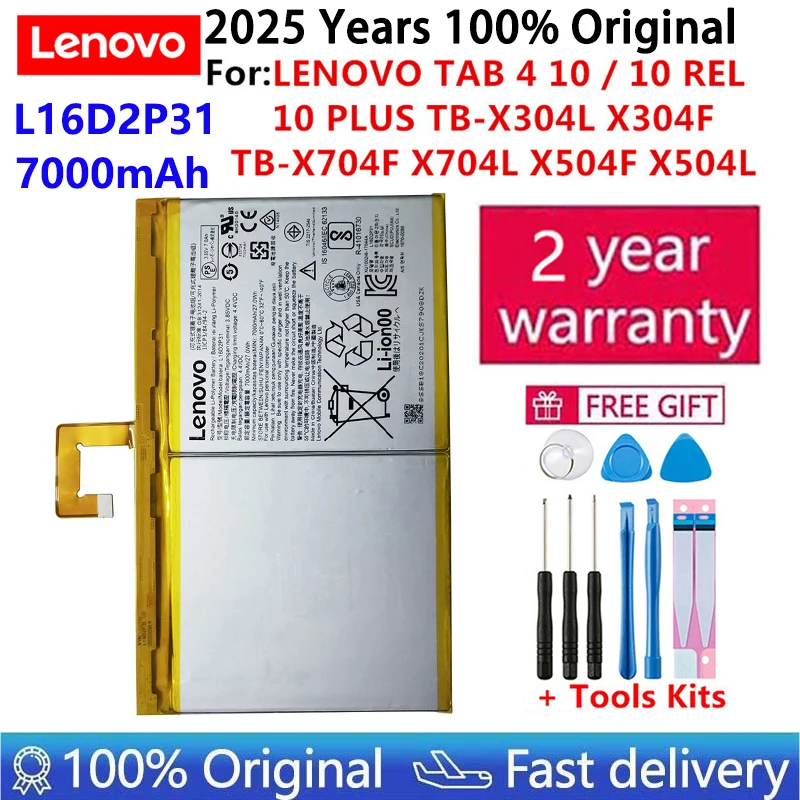 100% Original New Battery For Lenovo Tab4 Tab 4 10 / 10 REL / 10 PLUS TB-X304L X304F TB-X704F X704L X504F X504L 7000mAh Batteria