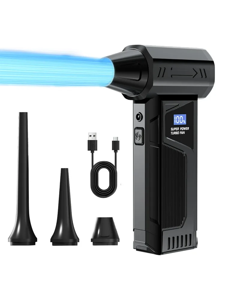 Nouveau ventilateur à jet sans fil 2026 avec moteur brushless, souffleur d'air turbo, éclairage LED pour nettoyage de voiture, affichage numérique, portable pour usage extérieur