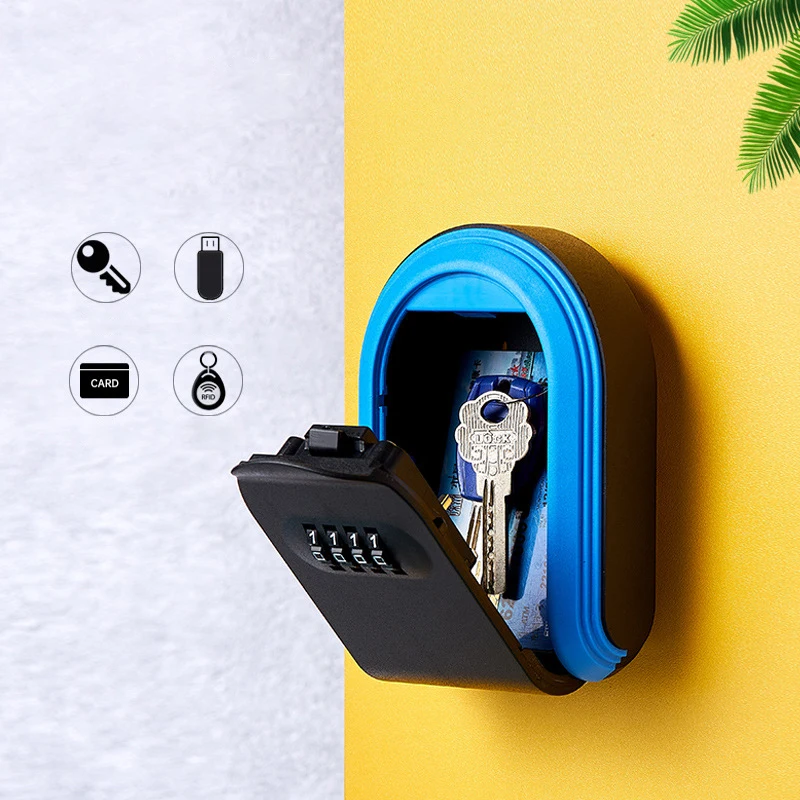 Wall Mount Key Storage Secret Box Organizer 4 Digit Combination Password Security  Lock No Key Home Key Safe Box