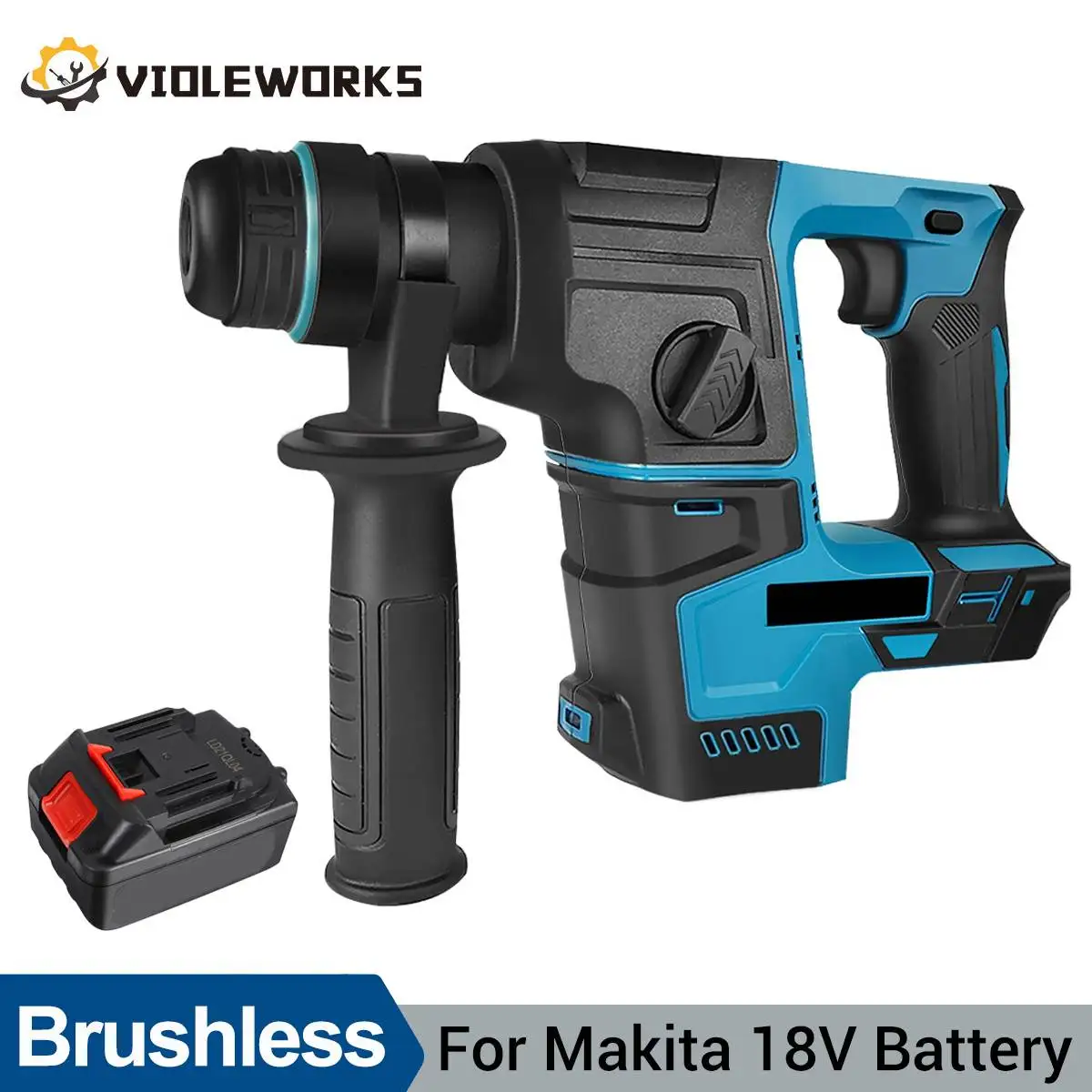 

2 Modes Brushless Electric Hammer Drill 15000mAh Battery 4800ipm Drilling Chiseling Rotary Hammer Rechargeable for Makita 18V