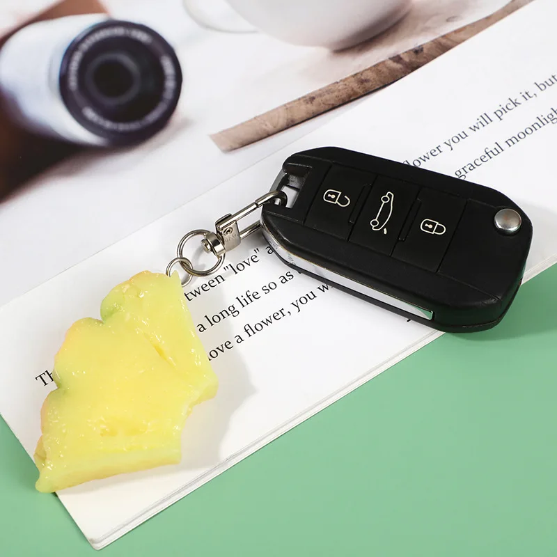 Simulation Fruit Key Chain Bayberry Lemon Slice Food Model Funny Strawberry Watermelon Car Key Chain Bag Pendant Jewelry Gift