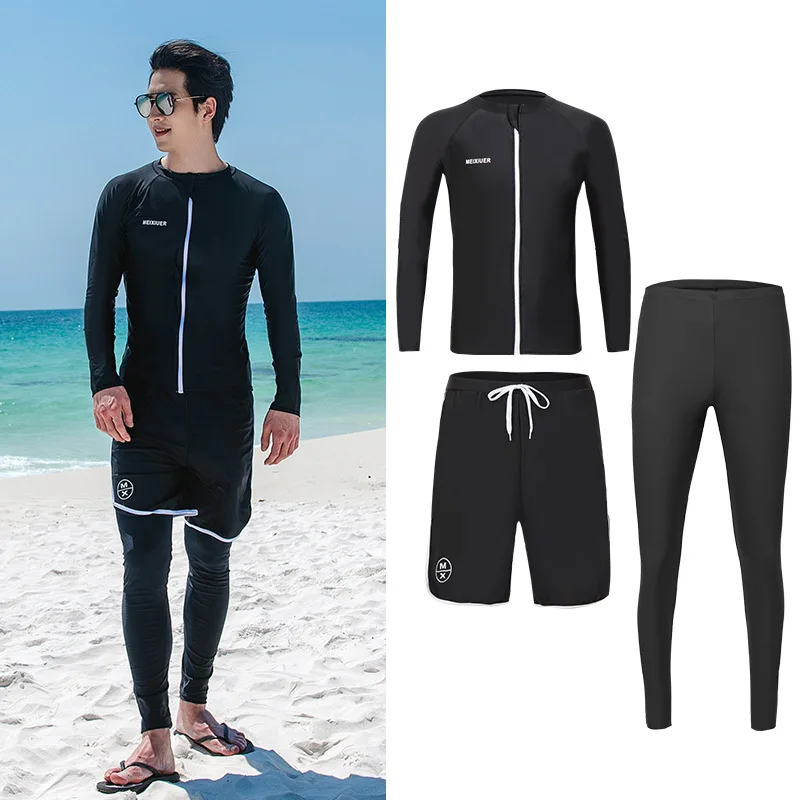 

Women's/Men's Rash Guards UV Protection Long Sleeve Swimsuit Top and Bottoms Zip Front Swim Shirts Full Body Bathing Suits
