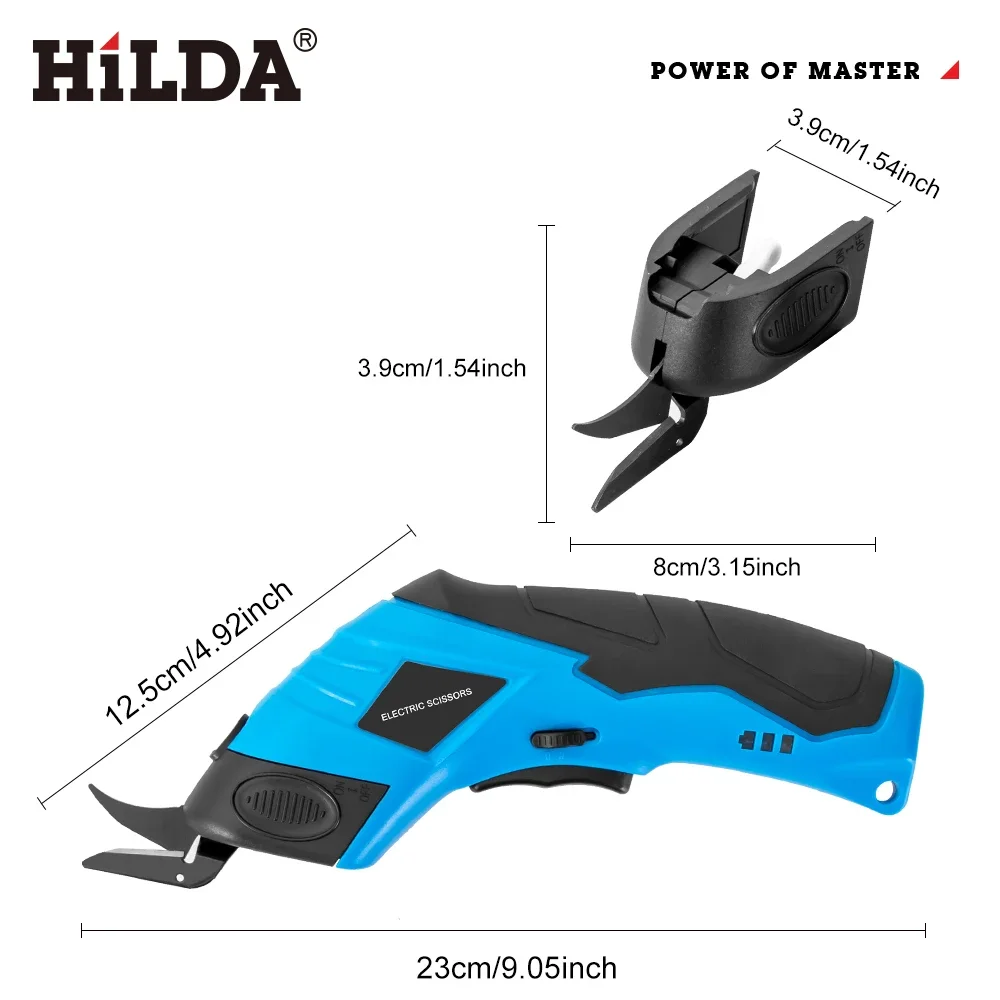 HILDA Electric Scissors Cloth Cutterm Cloth Cutting Machine  Carbide Blades  Portable Hand Tools Sewing Scissors Fabric Cutter