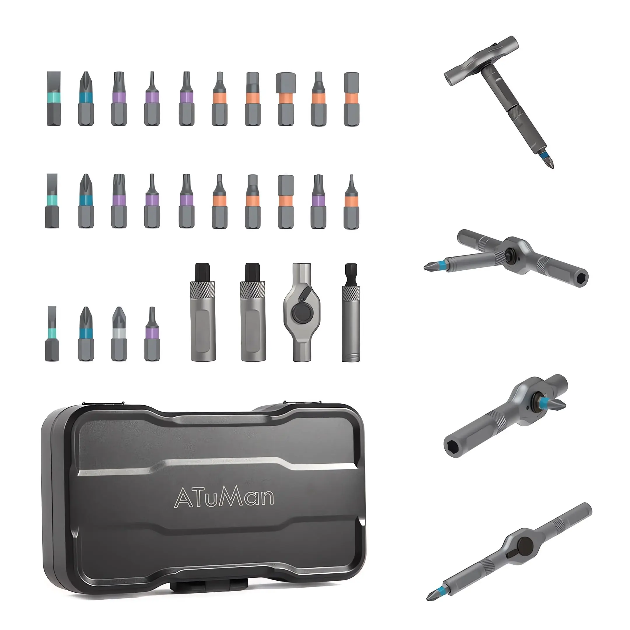 DUKA/ Atuman 24 in 1 Ratchet Screwdriver Set with Detachable Handle S2 Alloy Bits for Watch, Computer, Electronics Repair