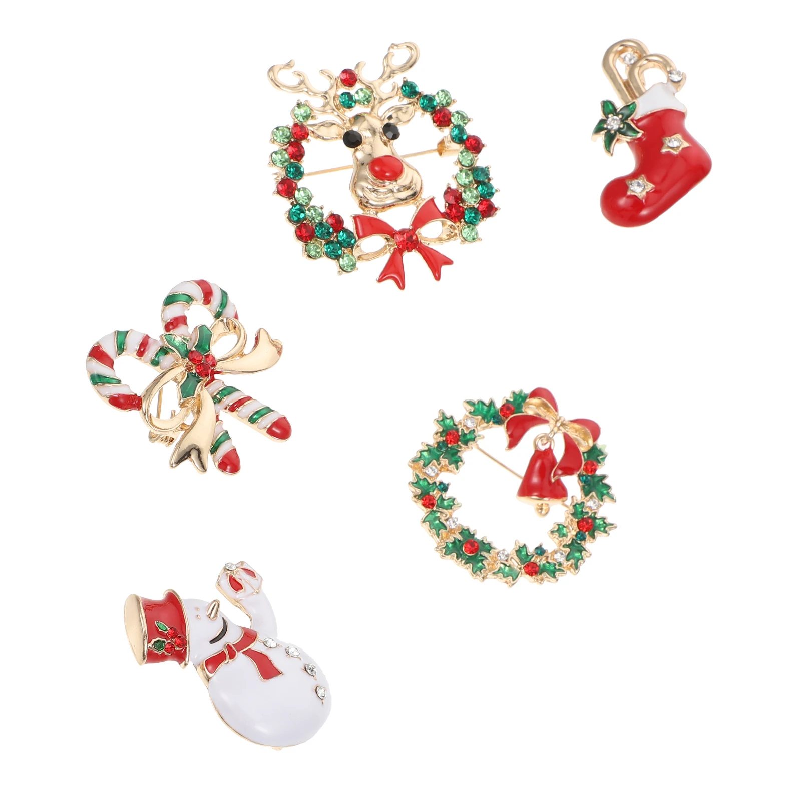 

5 Pcs Christmas Brooch Pin Enamel Corsage Cartoon Xmas Breastpin Badges Reindeer Alloy Bright Color Fashion Accessories