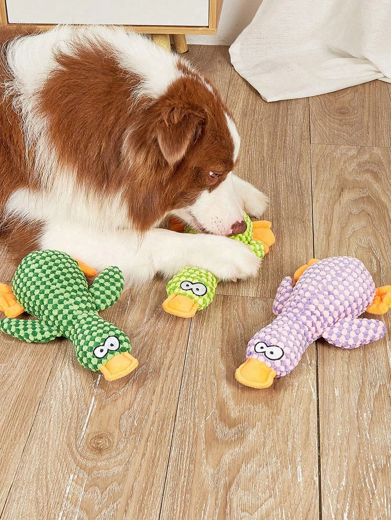 Bissfestes, geräuschmachendes Enten-Plüschtier | Hundespielzeug zum Kauen und Zähneputzen zur Linderung von Langeweile | Interaktives Kau-Set für Haustiere, integriert – Detail 1