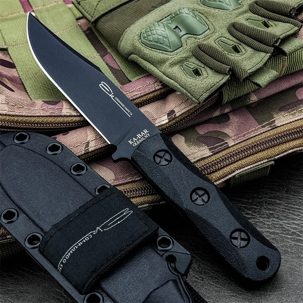 KA-BAR EK50 Fixed Blade Knife with Sheath 8Cr13Mov Blade Nylon Fiber Handles Outdoor Hunting Survival Camping Utility Tool