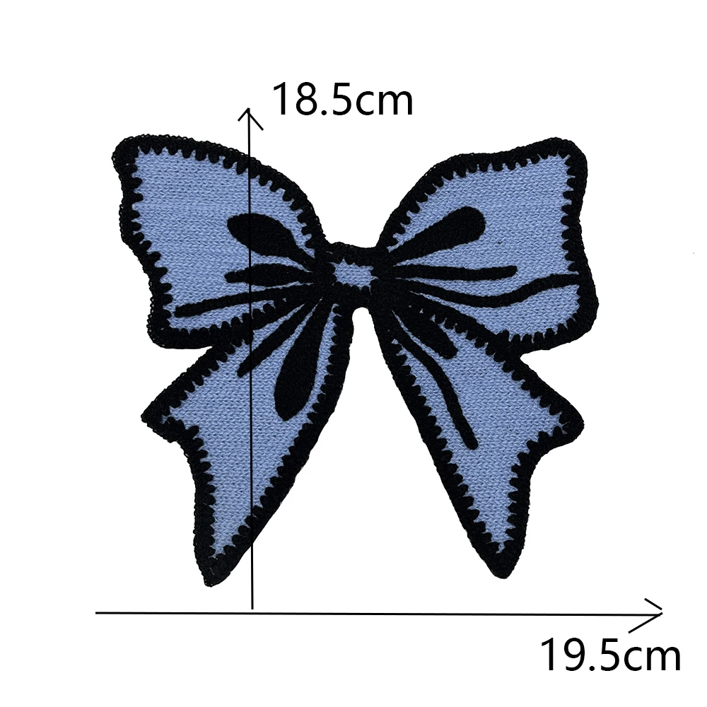 fashion Large Bow Tie Embroidery Patches for Clothing Sew on Clothes T-shirt Appliques Badge Stripe Sticker Accessories