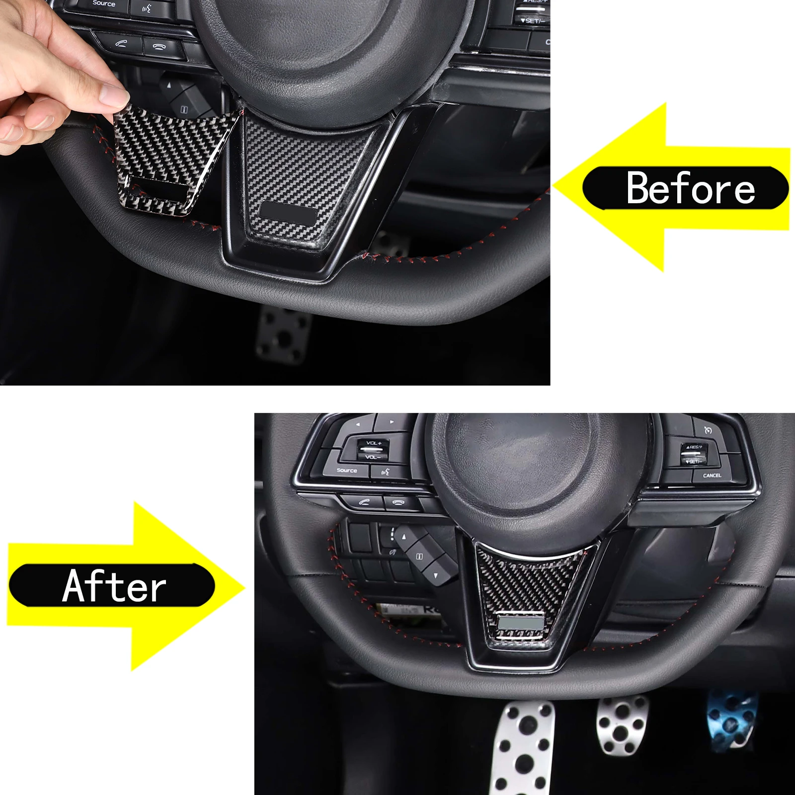 For 2022 2023 2024 2025 2026 Subaru WRX/LEVORG Soft Carbon Fiber Steering Wheel Frame Trim Sticker Car Accessories