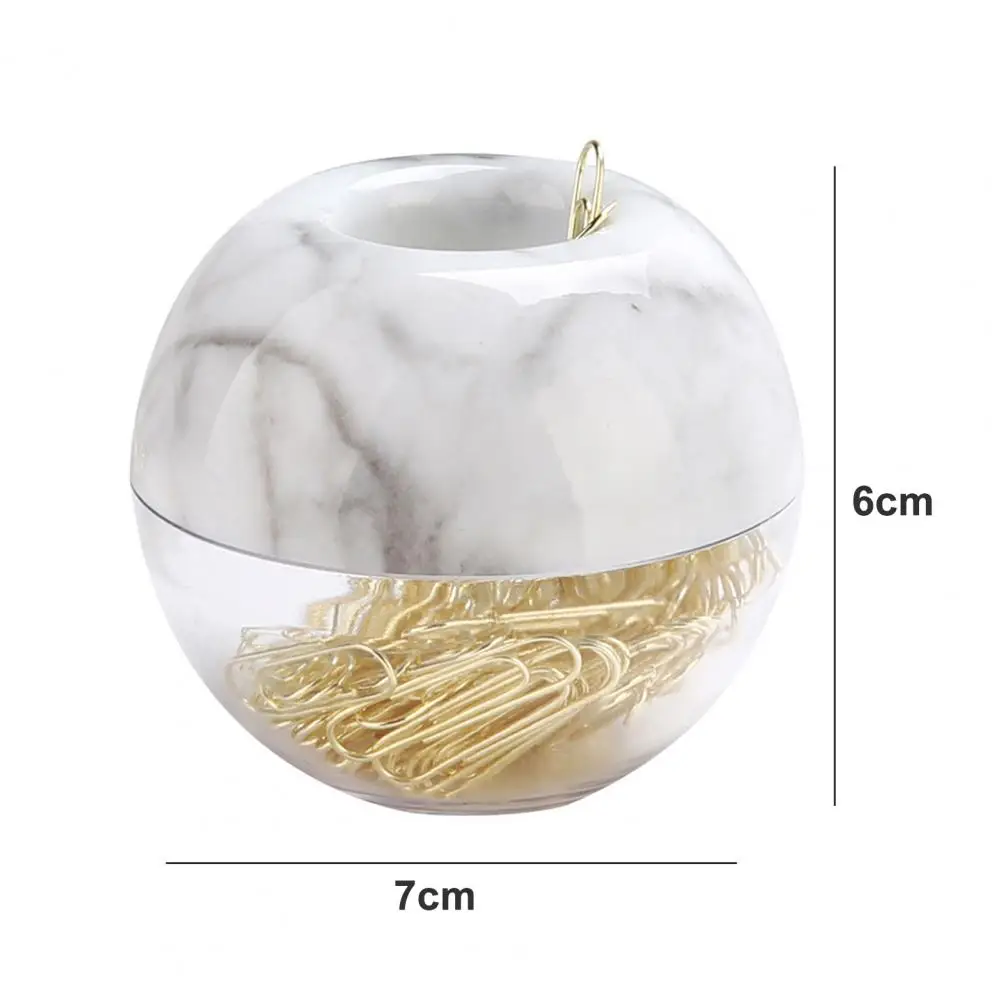 

6*7cm Magnetic Paper Clip Holder With 100 Clips Marble Metallic Shine Dispenser Organizer Storage Box Container Office Supplies