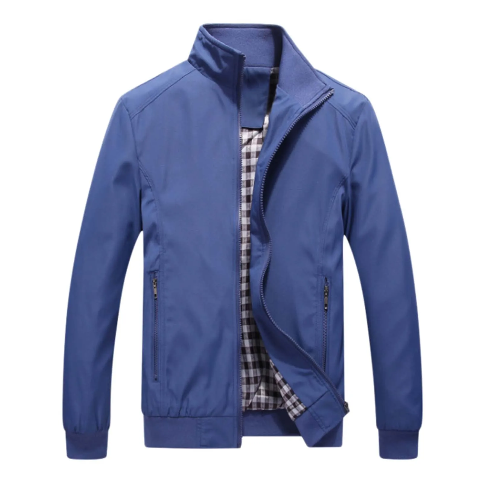 Chaquetas lisas de negocios para hombre, chaqueta de trabajo con cuello levantado, cremallera, talla grande, primavera y otoño, nueva moda, 2024