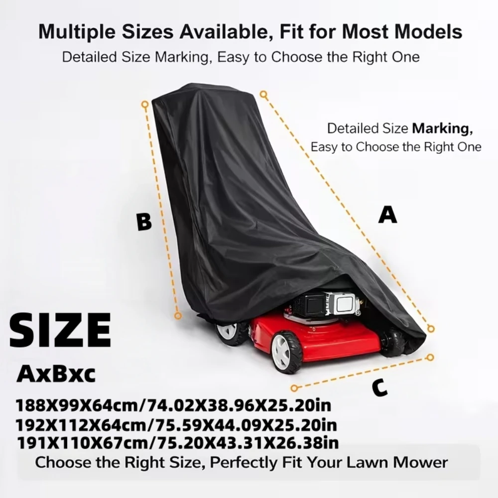 1PC Hand Push Lawn Mower Cover  To Fit Most Push Mowers Made From Oxford Fabric with A Drawstring Closure At The Bottom