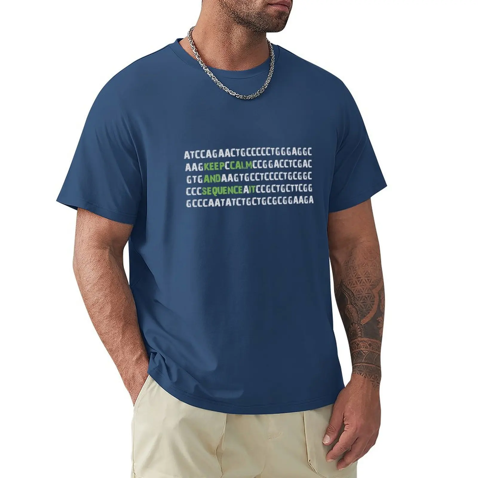 

Keep Calm and Sequence It - Bioinformatics Genome DNA Green Grey T-shirt tops vintage Men's t-shirt