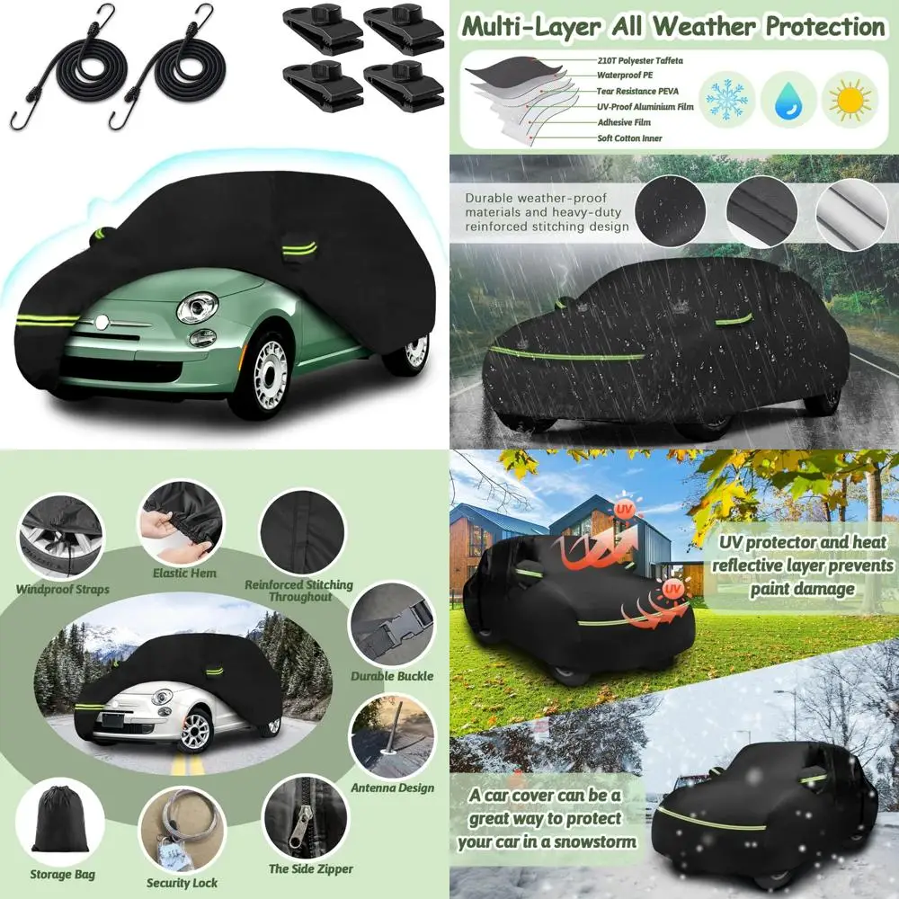 

Waterproof Car Cover for 2007-2025 Fiat 500 Models, Including Abarth, 210T Protection Against Sun, Rain, Dust, and Snow