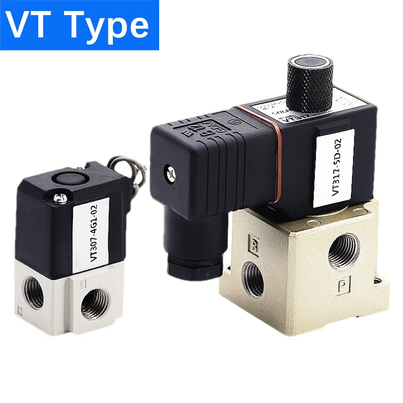 

1/8" 1/4" DC 24V AC220V VT307 Series Two Position Three Way High Frequency Solenoid VT307-5G-02 Vacuum Valve VT307-4G-02 SMC Typ