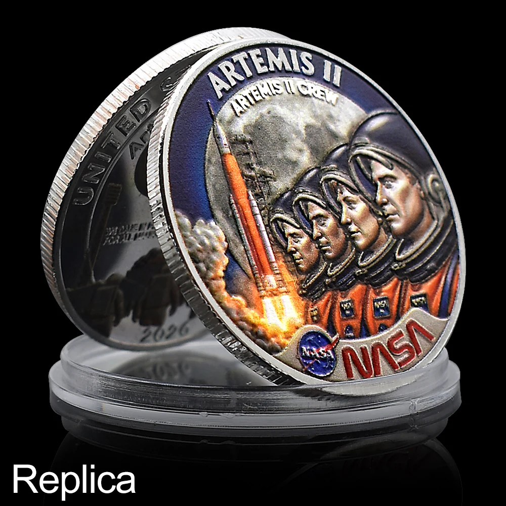 2026 NASA Artemis II Mission Coin First Crewed Lunar Flyby in Decades, Deep Space Exploration Souvenir for Collectors replica