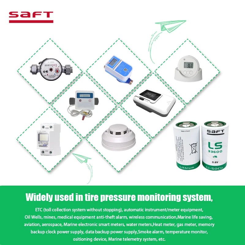 Saft 3,6 V Lithium batterie ls33600 mit Stecker Gaszähler Durchfluss messer plc industrielle Steuergeräte Roboter d-Typ