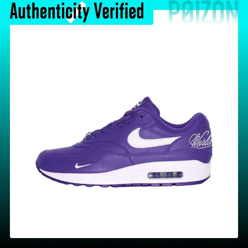 Supreme X Nike Air Max 1 Running Shoes Unisex Low-top White/Purple HF8813-500