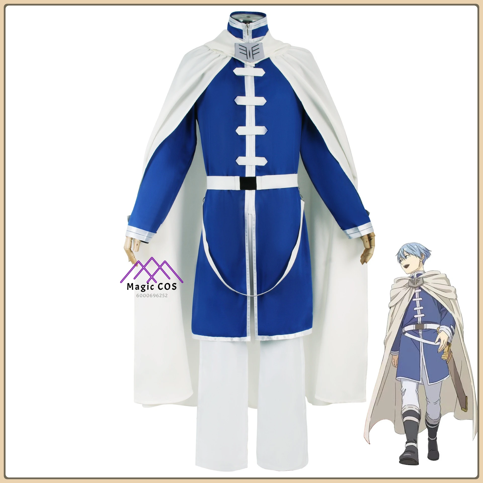 

Frieren: Beyond Journey's End Sein Cosplay Costume Kids' Hero Suit with Blue Wig &Boots Full Set Anime Clothes for Winter Party