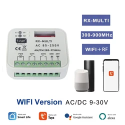 RX-MULTI 300-915MHz WIFI inteligentny odbiornik bramy Tuya kontroler drzwi garażowych stały kod zmienny 433mhz 433.92 otwieracz 85-250V przełącznik