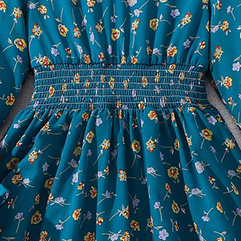 Kids Casual Dress for Girls Clothes Autumn Winter 2024 New Child Cute Flower Print Long Sleeve Princess Dress Fashion Clothing