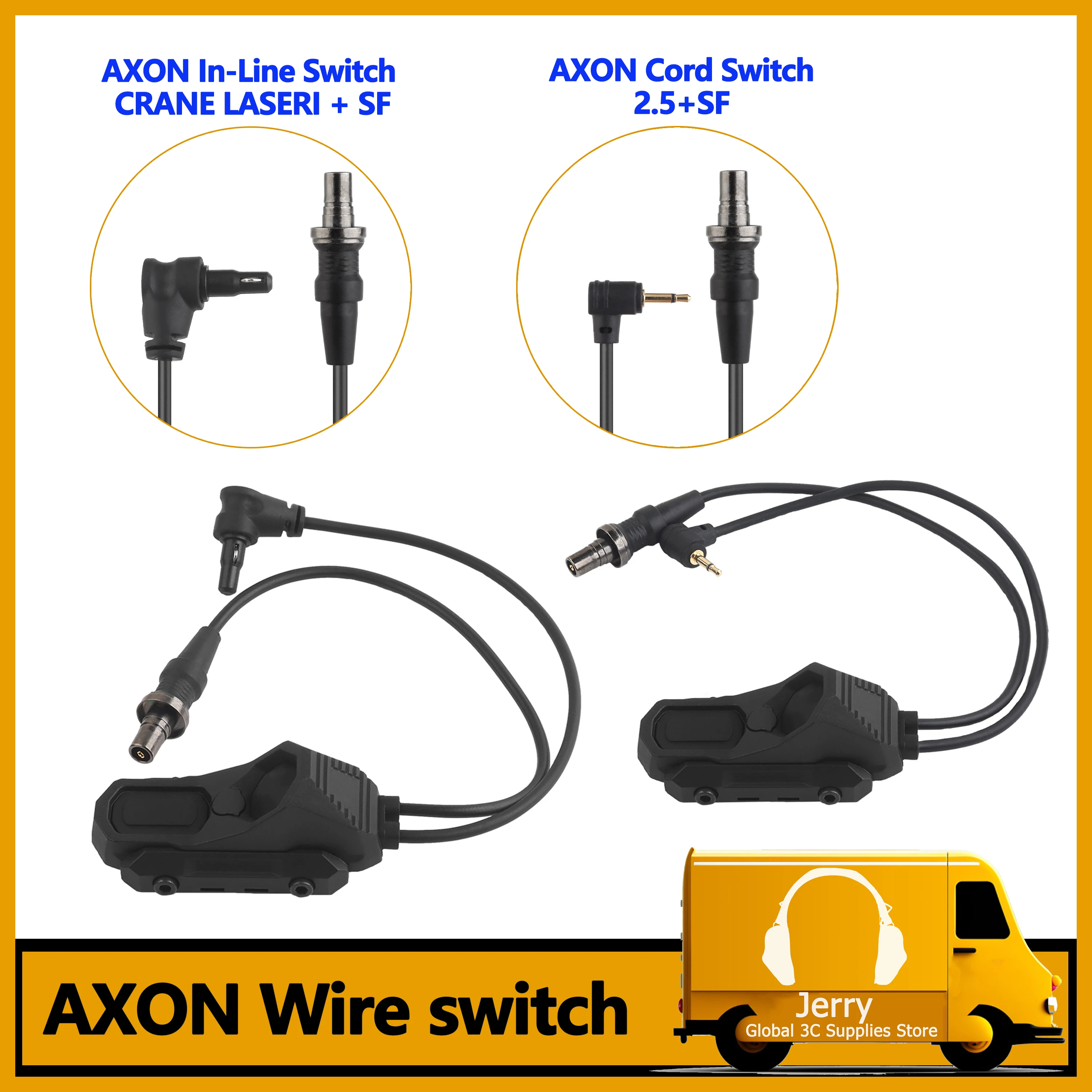 Tactical modular AXON remote in-line dual function pressure switch flashlight PEQ NGAL laser pushbutton SF/2.5/crane laser plug