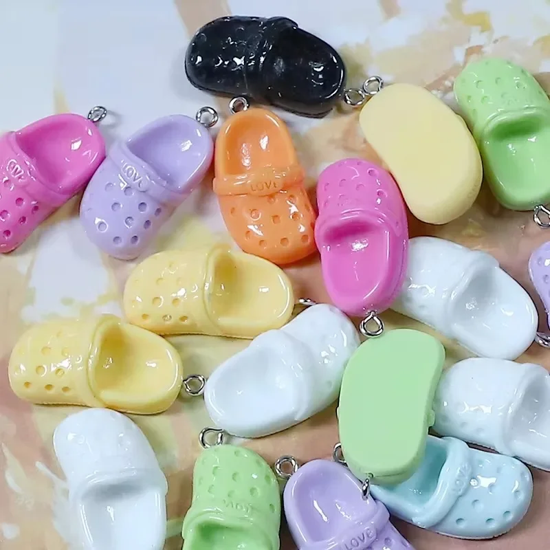 10Pcs Funny Mini Cartoon Slippers Resin Charms Bulk Wholesale Pendants DIY Findings For Handmade Earrings Necklaces Jewelry