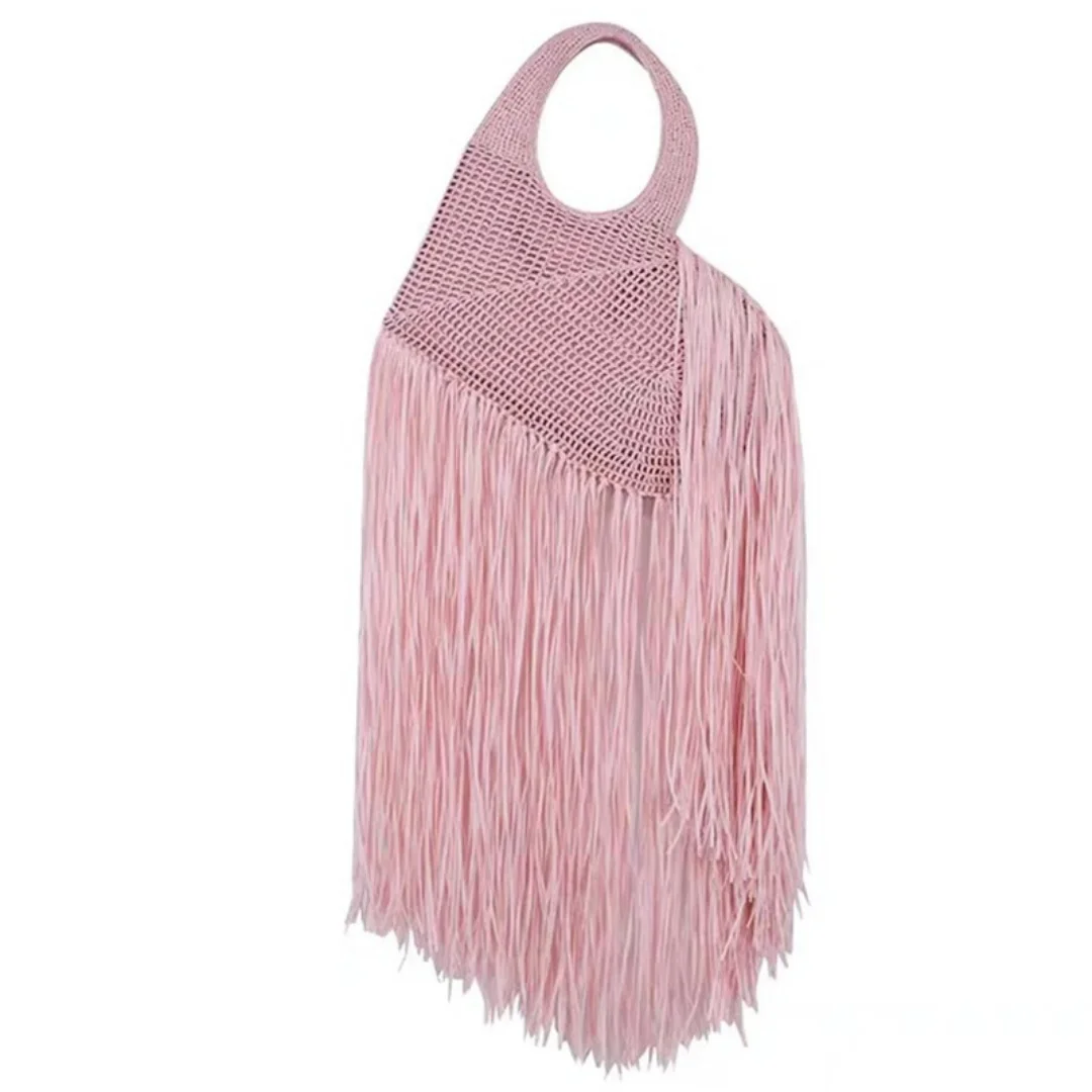 

Handmade Handbags For Women Fashion Trendy Portable Fringe Purse Party Tassel Shoulder Tote Bags