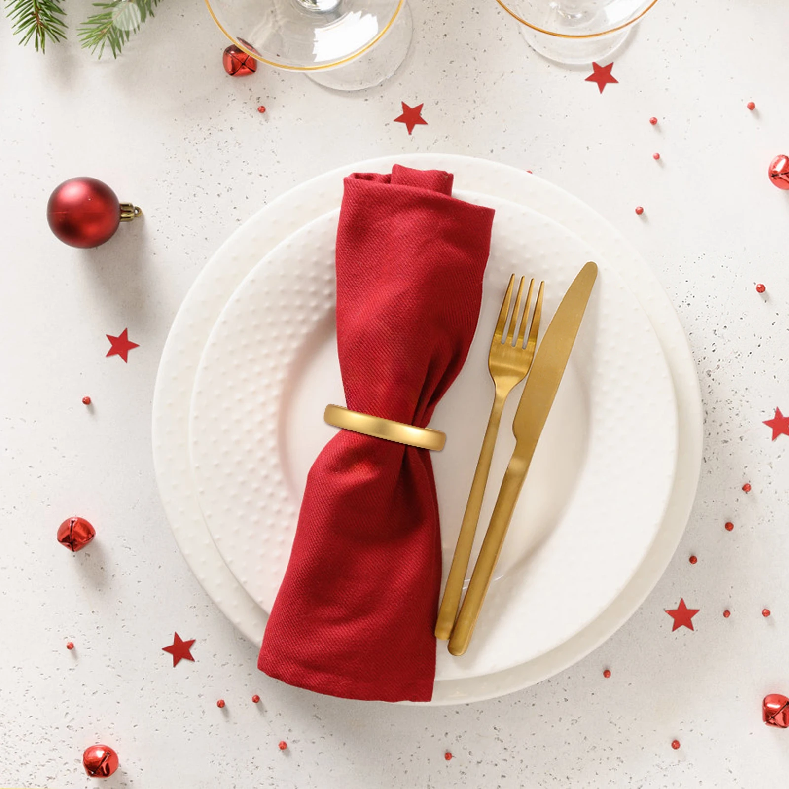 

12Pcs Half Circle Napkin Rings Zinc Alloy Metal Holders Elegant Table Decor for Dinner Party Wedding Holiday Dinner Table Decor