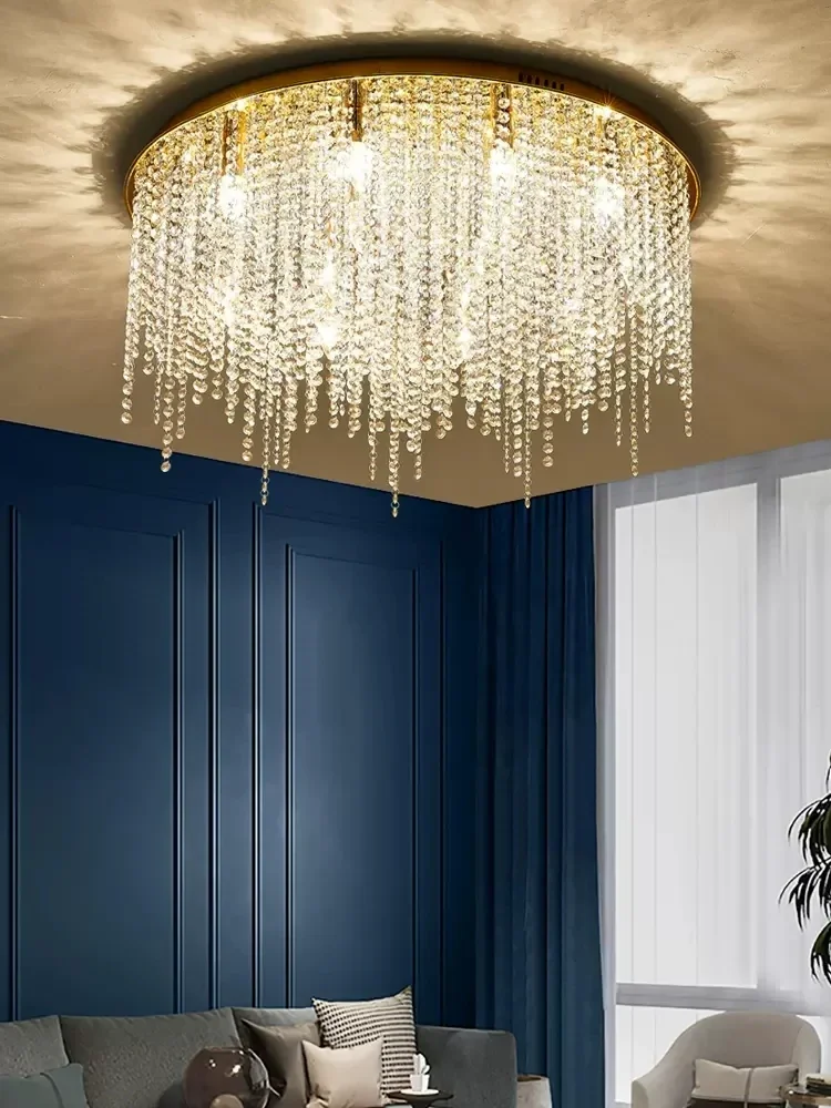 Tassel crystal light circular postmodern luxury living room ceiling master bedroom light LED restaurant creative lighting