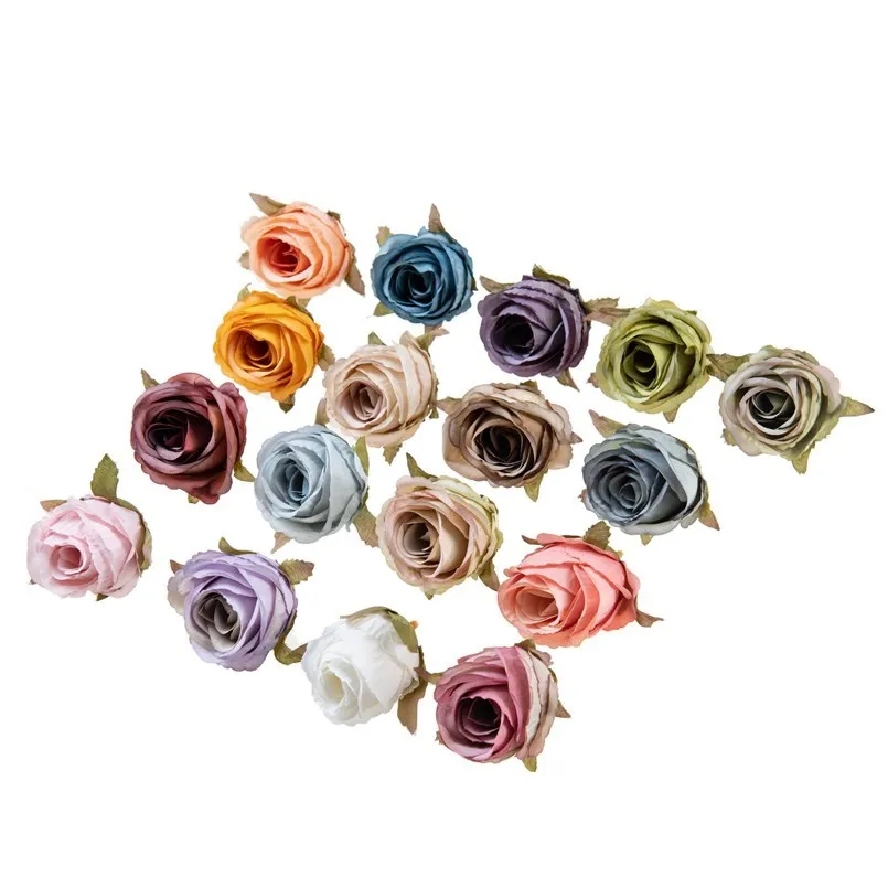 100PCS Seide Rosen Künstliche Blumen Weihnachten Dekoration für Home Hochzeit Braut Zubehör Freiheit Scrapbooking Gefälschte Pflanzen – Detail 5