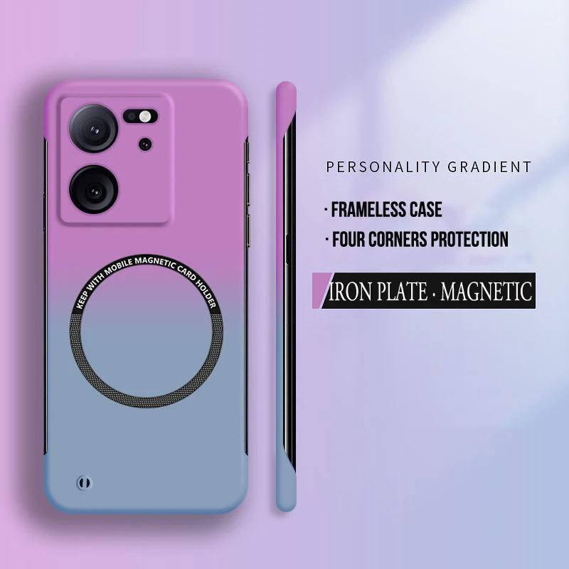 Harte PC-Farbverlaufs-rahmenlose Handyhülle für Magsafe Xiaomi 17 Pro Max 15 14 13T 13 12c 12 Pro magnetische matte dünne Abdeckung