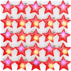 25Pcs LED Brooch Pin Five‑Pointed Star Shaped Party Favors Flashing Buttons Light Up Badge Christmas Decoration