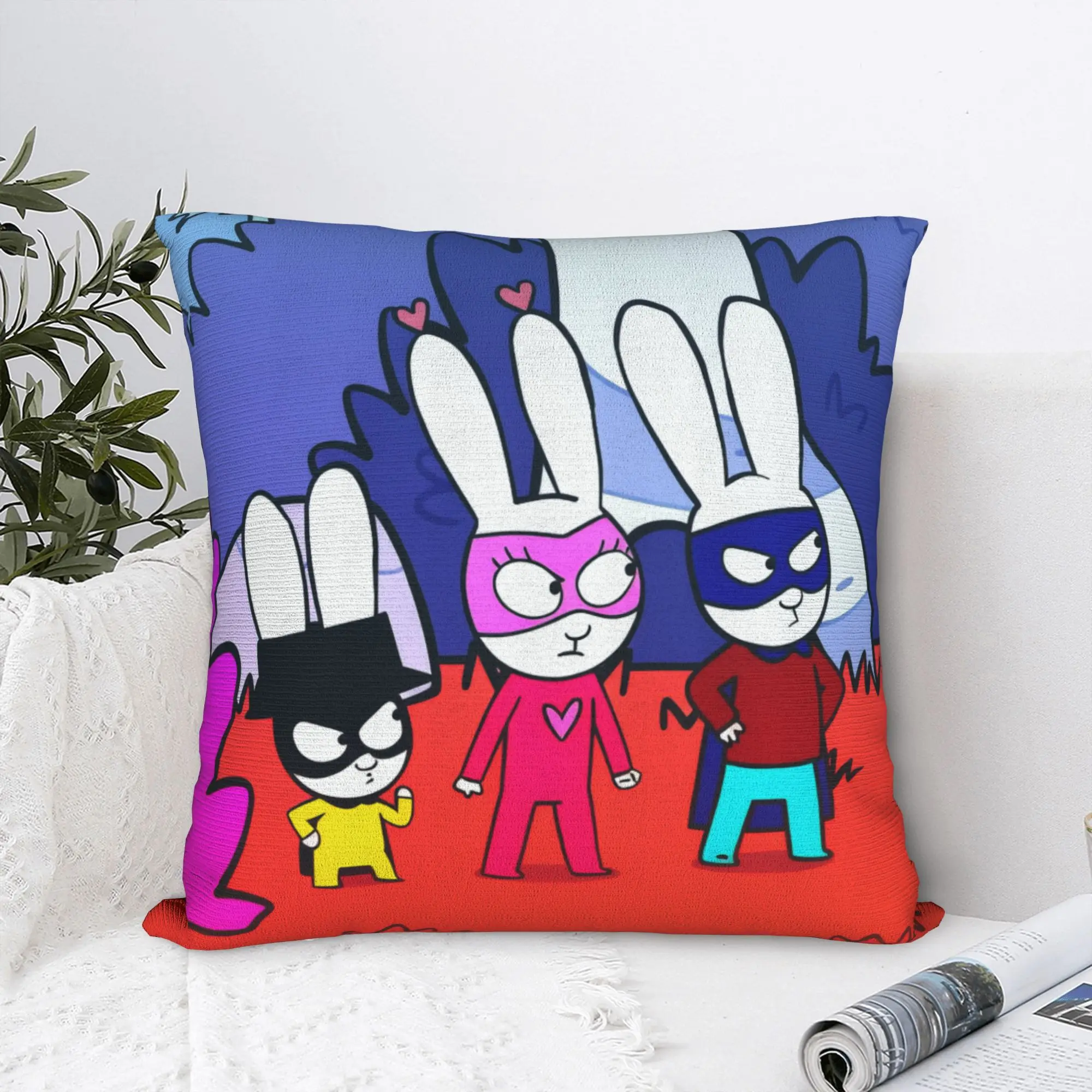 Pillow Case  Simons Super Rabbits   Graphic  Pillow Cover For Living Room Bed Chair Novelty Pillowcases
