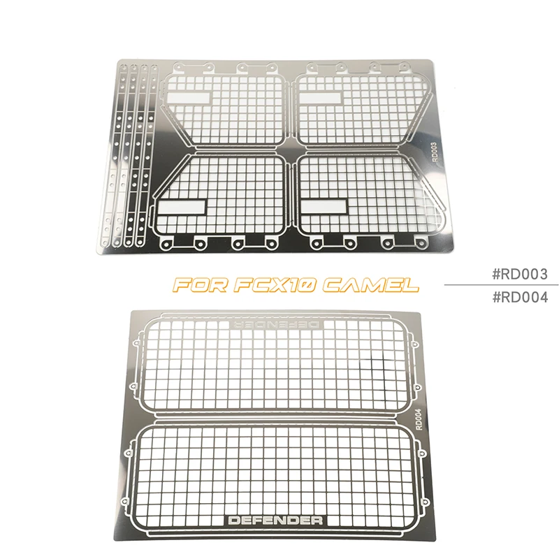 Rede de janela dobrável de metal, armadura protetora, rede de janela lateral para carro crawler 1/10 rc traxxas defender fcx10 camelo cup defender diy