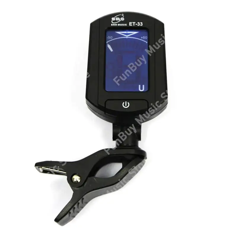 Afinador de violín eléctrico, afinador de guitarra acústica, afinador cromático para guitarra, bajo, viola, ukelele, con clip, pantalla LCD, ET-33