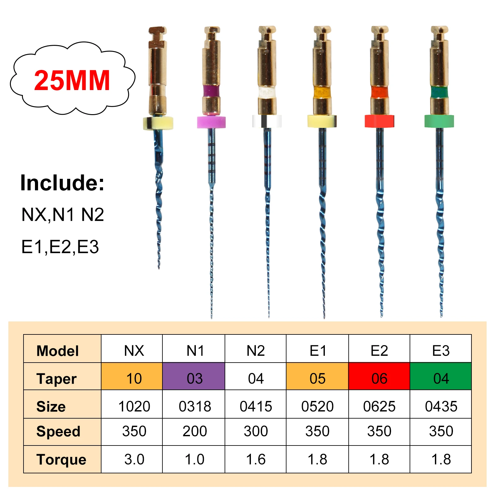 6Pcs/ Box Dental Endodontic NiTi Engine Use Rotary File Super Taper 25mm Dental Tool colorful N/E Types