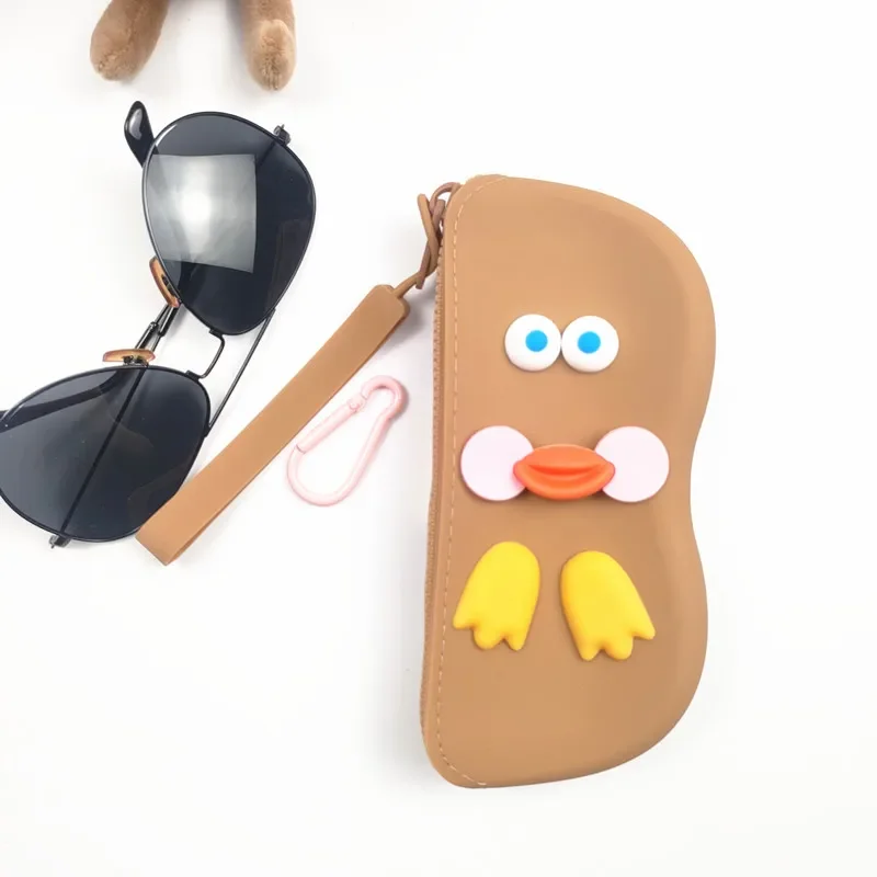 Portable Waterproof Drop-Resistant Silicone Glasses Case Easy to Store Equipped with Hanging Handle Suitable Travel Gift Duck