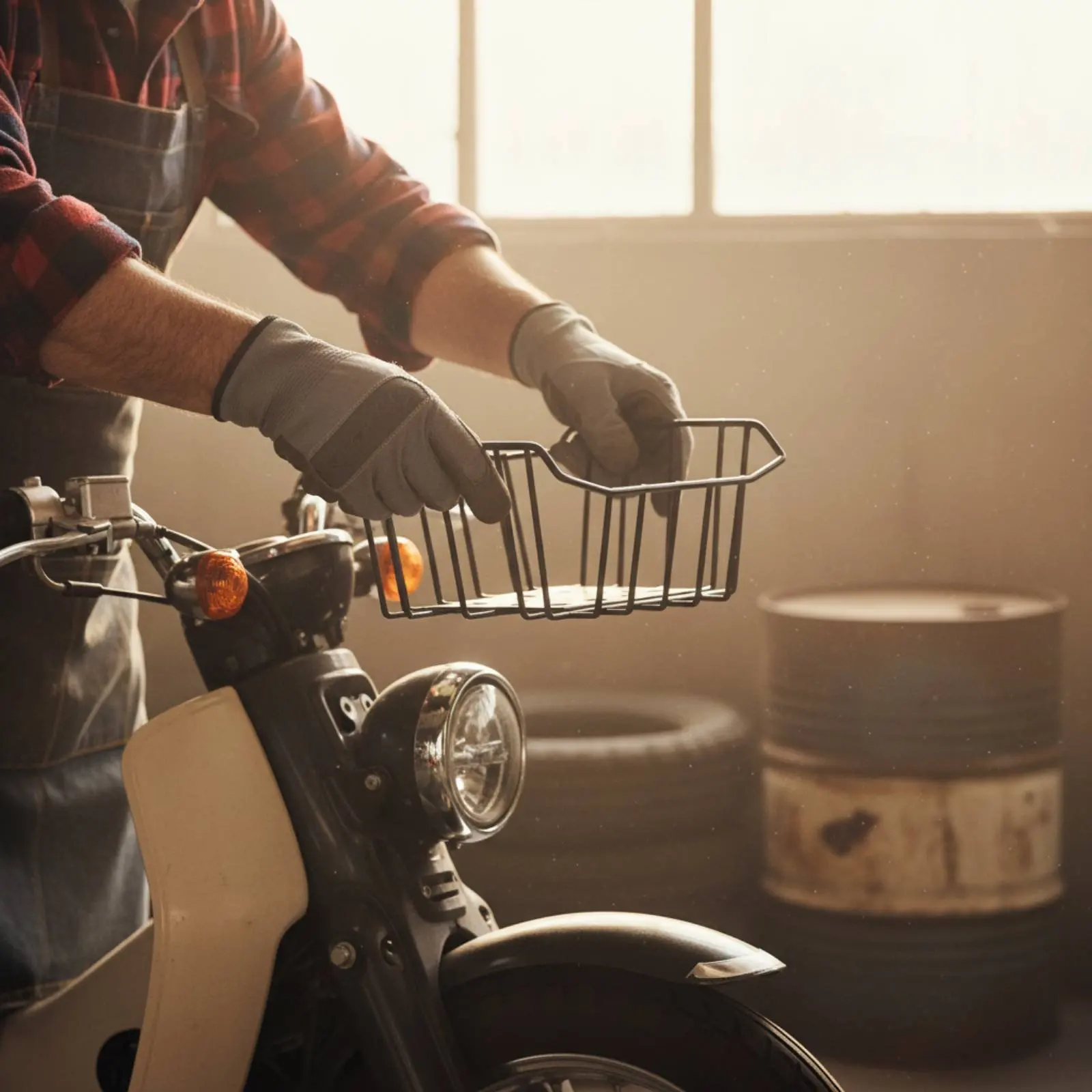Cesta de Almacenamiento Delantera para Motocicleta, Recubierta con Pintura en Polvo, Resistente a la Corrosión