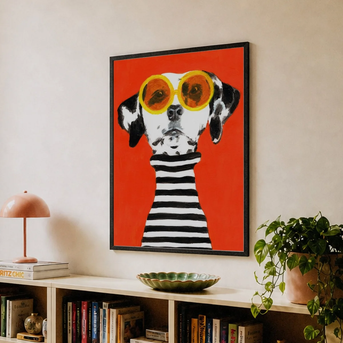 Stripy Dalmatian Purrsonal Wall Art Print Canvas Unique Pet-Themed Decor for Living Room Bedroom Office Nursery Study