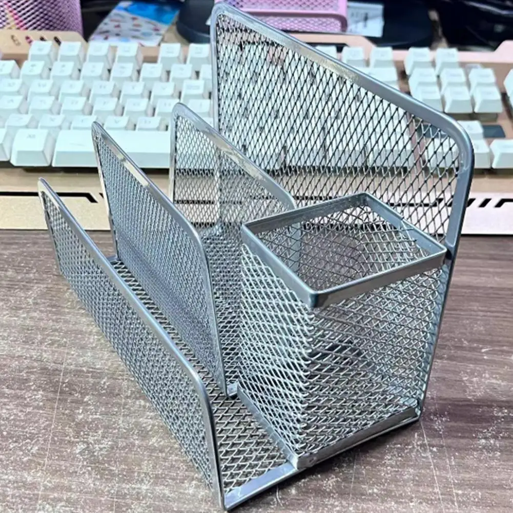 18cm 3-Tier Desktop Stacking File Holder Black Metal Mesh Mail Organizer Letter Holder Storage Rack For Desk Countertop Kitchen