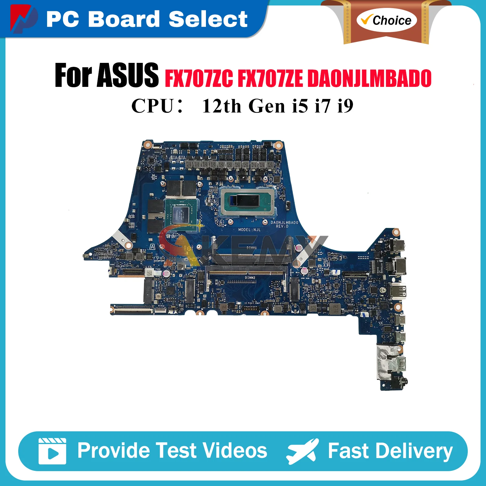

DA0NJLMBAD0 Laptop Motherboard For ASUS TUF Gaming FX507Z FX707ZF FX707ZC FX707ZE Mainboard With 12th Gen i5 i7 i9 tests OK stk