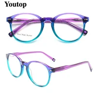 Monturas de gafas redondas Vintage para hombres y mujeres, gafas graduadas populares, marcos de gafas Retro, rojo, morado, amarillo