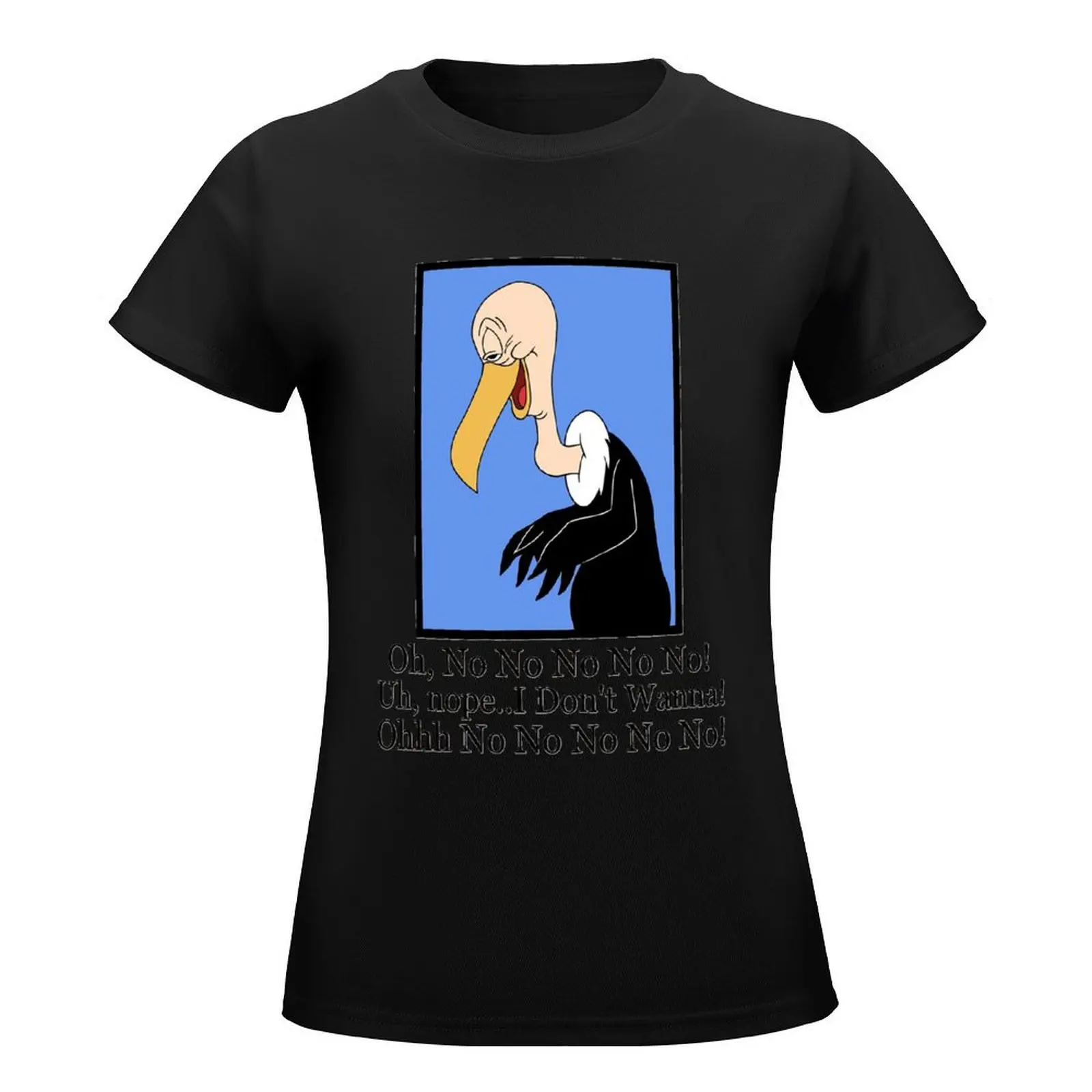 Beaky Buzzard Graphic Cartoon Tops gráficos para mulheres, moda coreana, sem camiseta