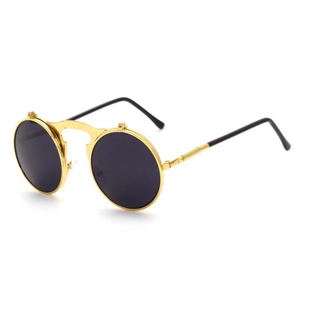 

Steampunk Sunglasses Classic Round Mirror Lens Metal Frame Golden Black Comfortable Unisex Fashion Protective Outdoor