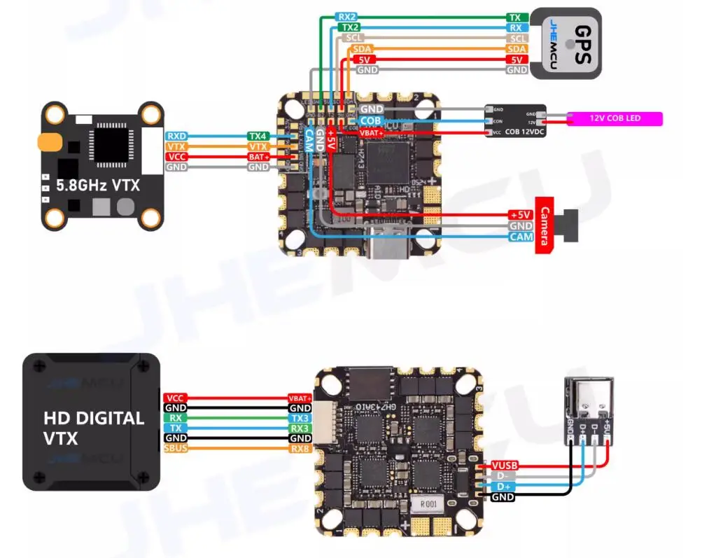 JHEMCU GH743AIO HD H743 H7 743 Bezszczotkowy kontroler prędkości lotu FC F4 3-6S AIO 40A 50A BEC do wykałaczek RC Drone